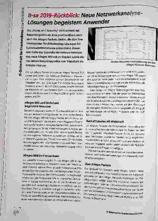 Vorschauseite 1: it-sa 2019-Rückblick: Neue Netzwerkanalyse Lösungen begeistern Anwender
