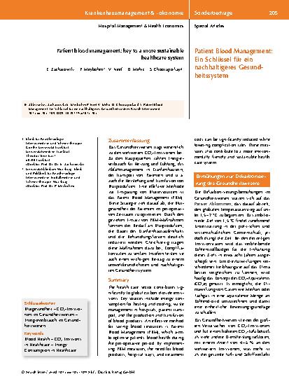 Vorschauseite 1: Patient Blood Management: Ein Schlüssel für ein nachhaltigeres Gesundheitssystem