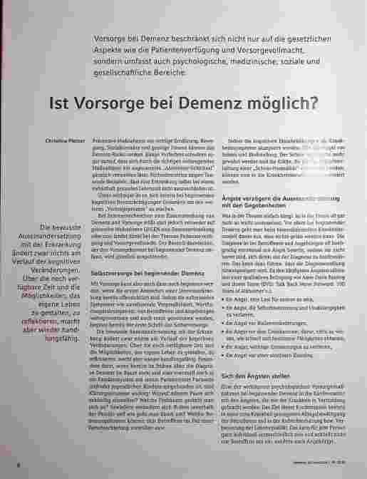 Vorschauseite 1: Ist Vorsorge bei Demenz möglich?