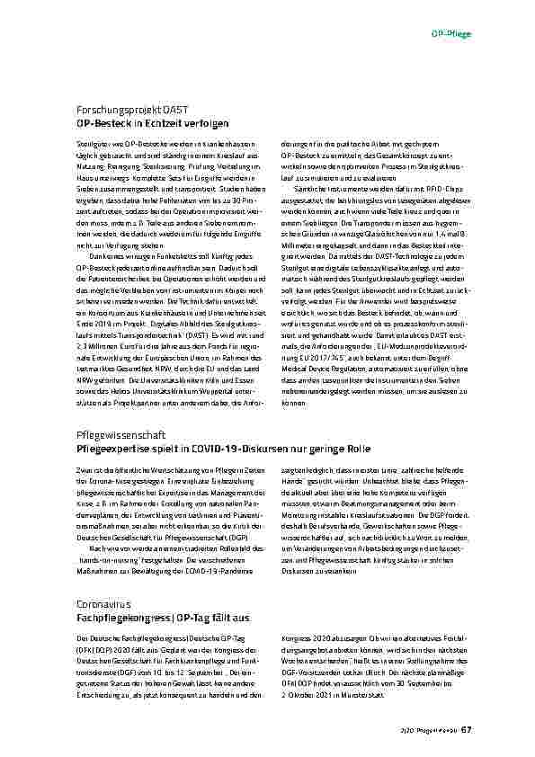 Vorschauseite 1: Entlastung der OP-Pflege: Welches Potenzial haben Versorgungsassistenten?