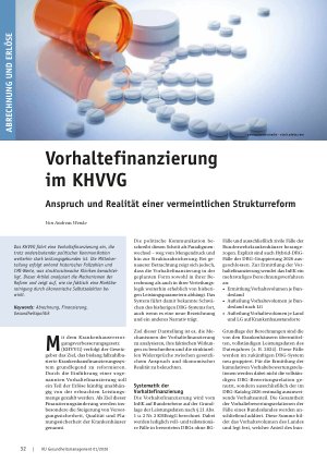 Vorschauseite 1: Vorhaltefinanzierung im KHVVG Anspruch und Realität einer vermeintlichen Strukturreform