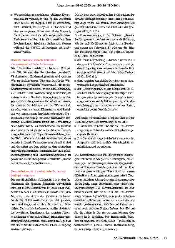 Vorschauseite 2: Gesundheitsund Sozialpolitik – gleichwertige Pfeiler bei der Bewältigung der COVID-19-Pandemie