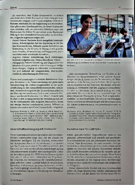 Vorschauseite 4: Pflege und Forschung: Neues aus der Wissenschaft