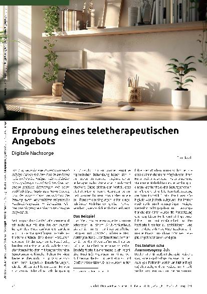 Vorschauseite 1: Erprobung eines teletherapeutischen Angebots Digitale Nachsorge