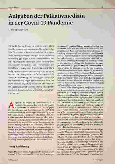 Vorschauseite 1: Aufgaben der Palliativmedizin in der Covid-19-Pandemie