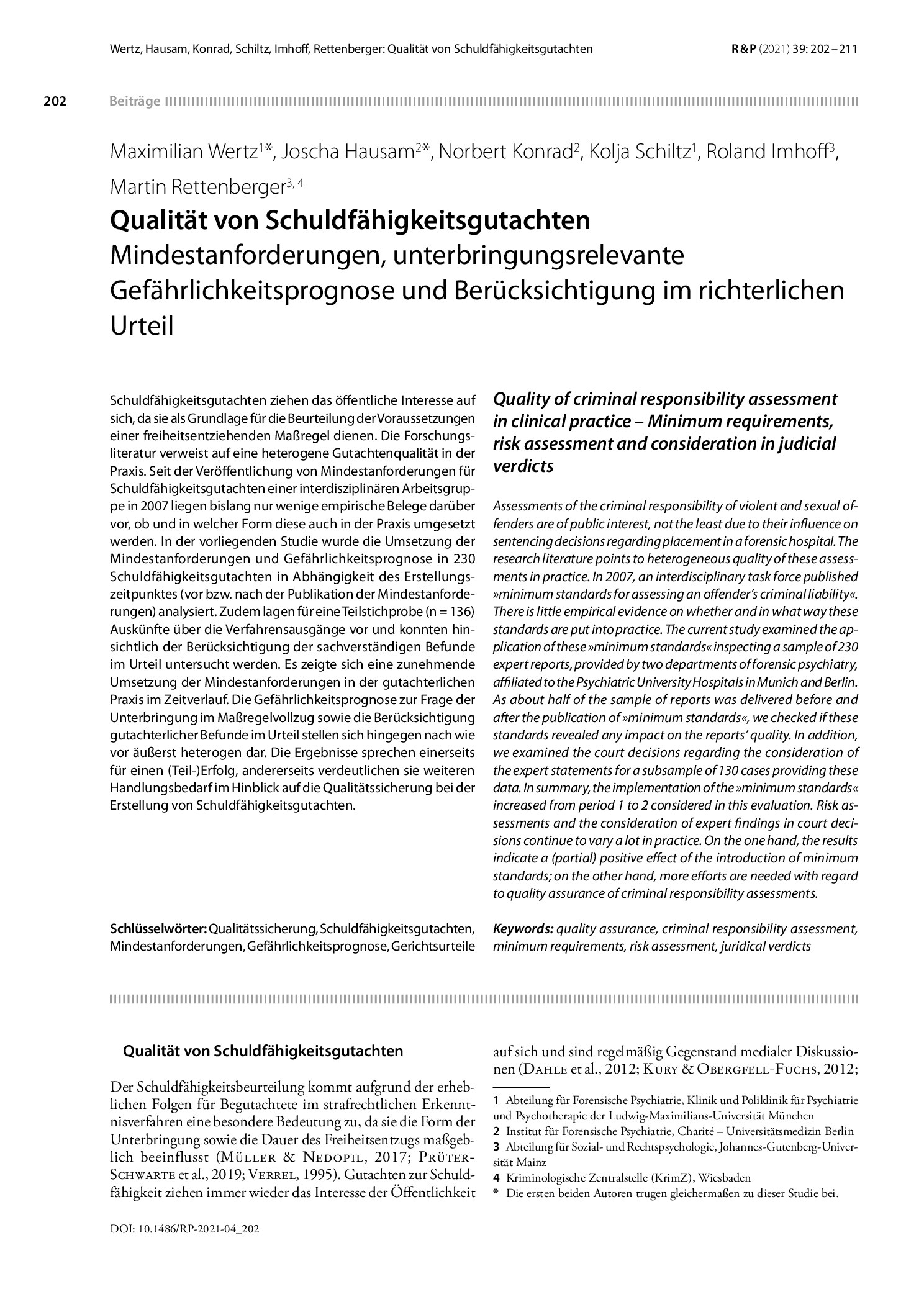 Vorschauseite 1: Qualität von Schuldfähigkeitsgutachten: Mindestanforderungen, unterbringungsrelevante Gefährlichkeitsprognose und Berücksichtigung im richterlichen Urteil