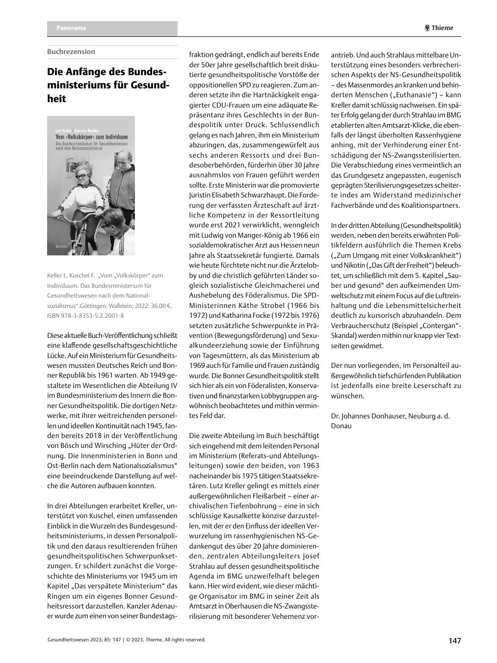 Vorschauseite 1: Die Anfänge des Bundesministeriums für Gesundheit
