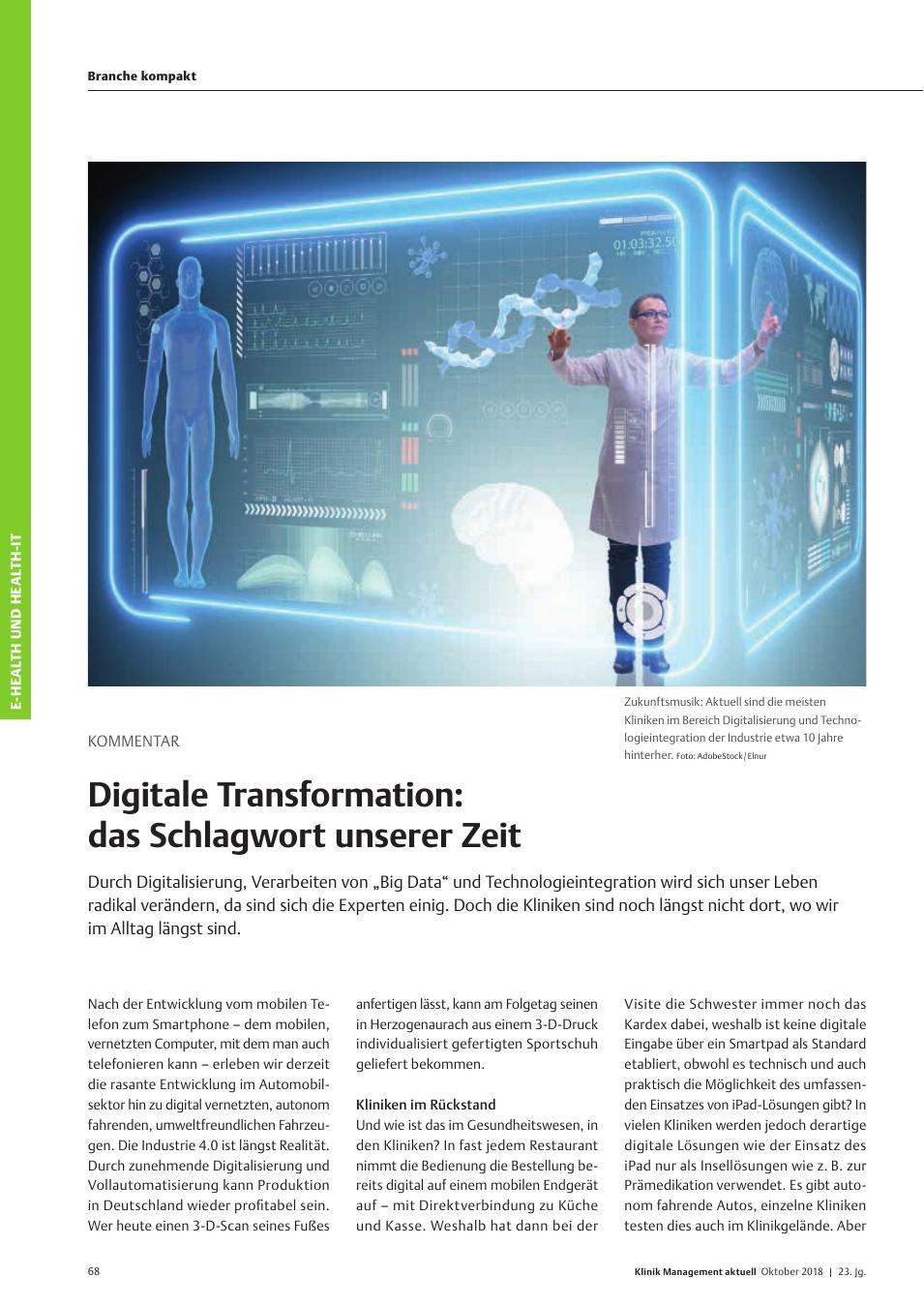 Vorschauseite 1: Kommentar: Digitale Transformation: das Schlagwort unserer Zeit
