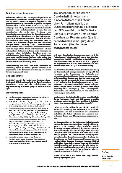Vorschauseite 3: Stellungnahme der Deutschen Gesellschaft für Hebammenwissenschaft e.V. zur Änderung der Mutterschafts-Richtlinien: Anpassung der Anlage 5 – Versicherteninformation zu Basis-Ultras…