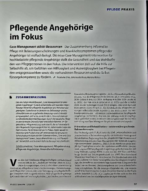 Vorschauseite 1: Pflegende Angehörige im Fokus