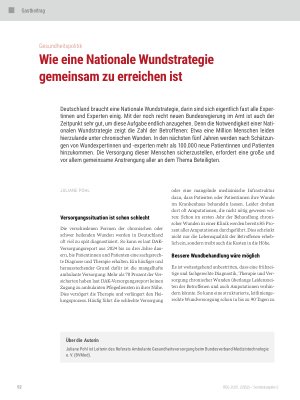 Vorschauseite 1: Wie eine Nationale Wundstrategie gemeinsam zu erreichen ist