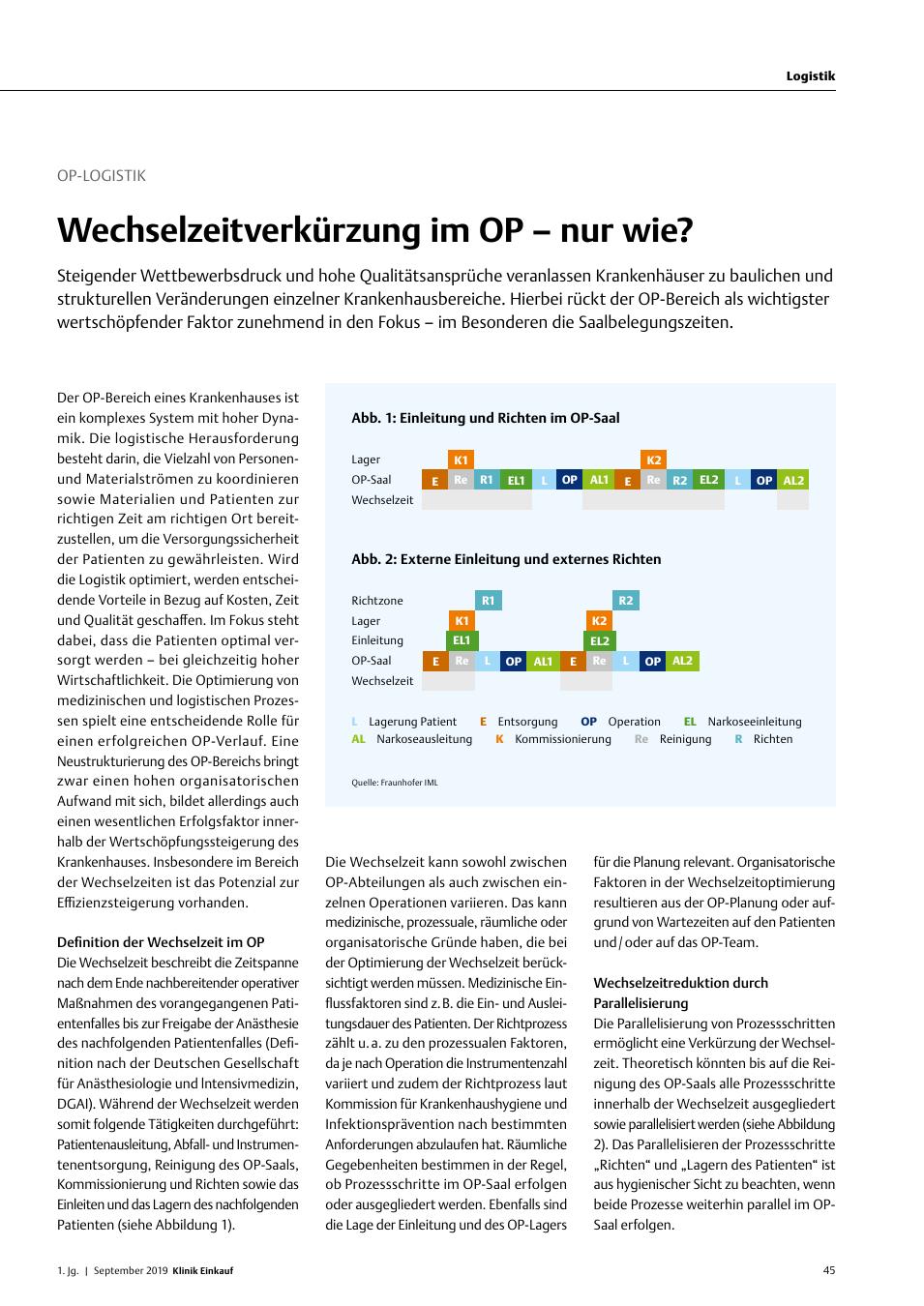 Vorschauseite 1: OP-Logistik: Wechselzeitverkürzung im OP – nur wie?