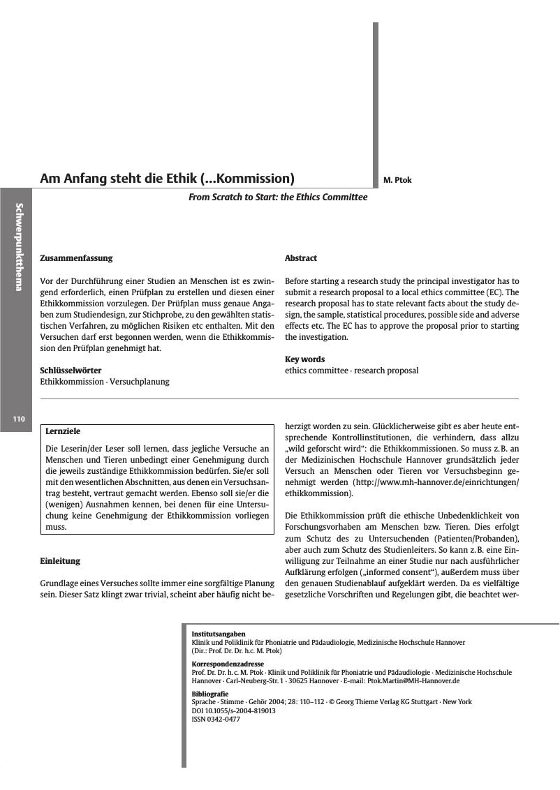 Vorschauseite 1: Am Anfang steht die Ethik (...Kommission)