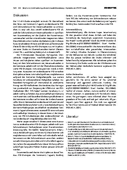 Vorschauseite 4: Community Capacity für Gesundheitsförderung – Ergebnisse der CTC-EFF-Studie
