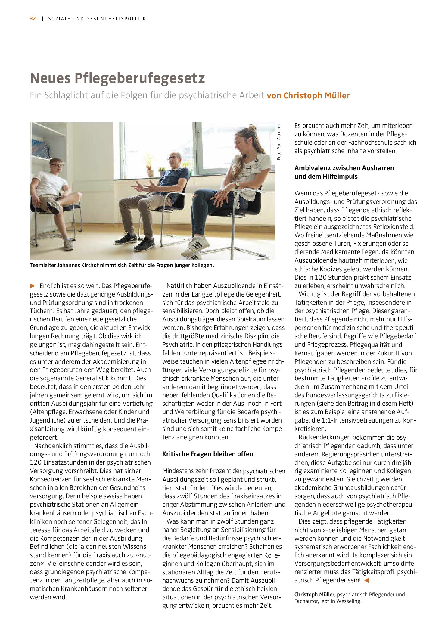 Vorschauseite 1: Neues Pflegeberufegesetz: Ein Schlaglicht auf die Folgen für die psychiatrische Arbeit