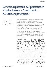 Vorschauseite 1: Verwaltungskosten der gesetzlichen Krankenkassen - Ansatzpunkt für Effizienzpotenziale?
