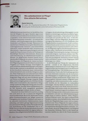 Vorschauseite 1: Wie selbstbestimmt ist Pflege? Eine ethische Betrachtung
