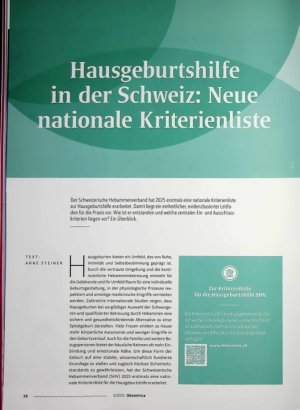 Vorschauseite 1: Hausgeburtshilfe in der Schweiz: Neue nationale Kriterienliste