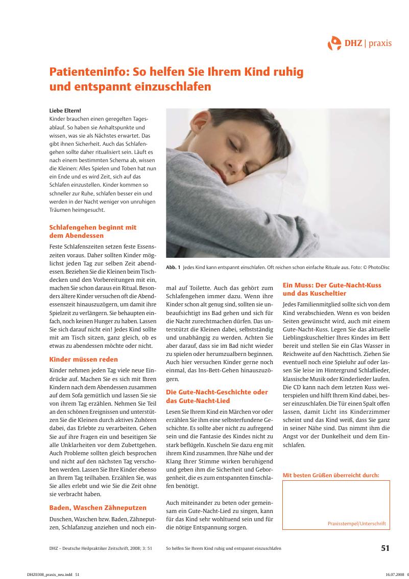 Vorschauseite 1: So helfen Sie Ihrem Kind ruhig und entspannt einzuschlafen