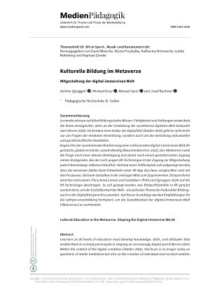 Vorschauseite 1: Kulturelle Bildung im Metaverse Mitgestaltung der digital-immersiven Welt