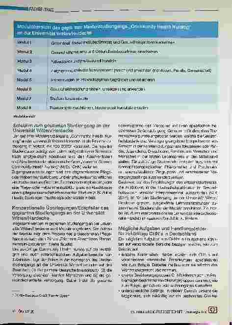 Vorschauseite 3: Masterstudiengang „Community Health Nursing“ Herausforderungen und Problemlage des deutschen Gesundheitssystems