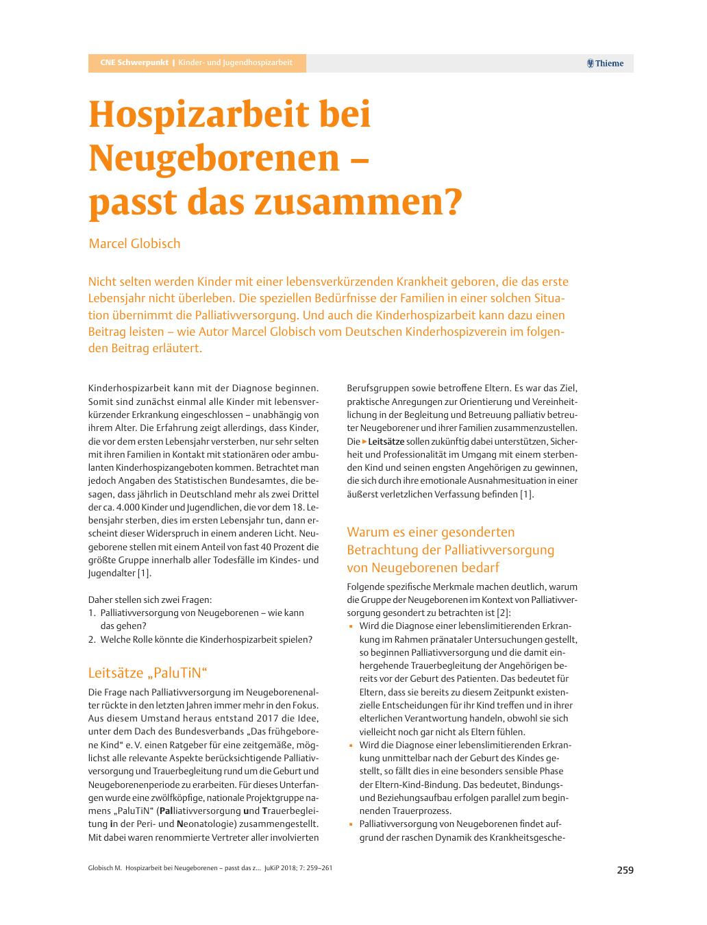 Vorschauseite 1: Hospizarbeit bei Neugeborenen ? passt das zusammen?