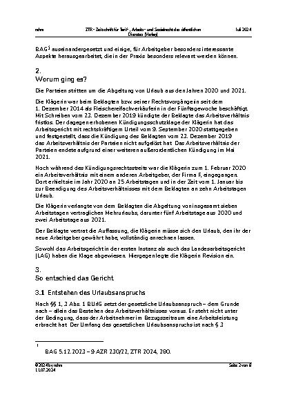 Vorschauseite 2: Aus der Praxis für die Praxis: Urlaubsanrechnung bei Doppelarbeitsverhältnissen