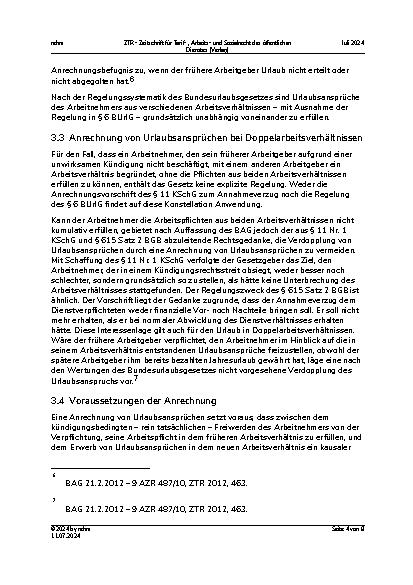 Vorschauseite 4: Aus der Praxis für die Praxis: Urlaubsanrechnung bei Doppelarbeitsverhältnissen