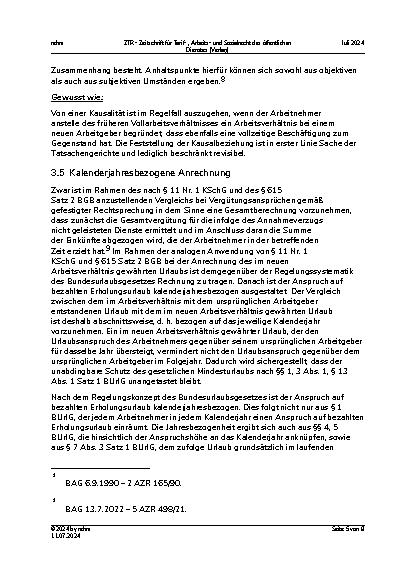 Vorschauseite 5: Aus der Praxis für die Praxis: Urlaubsanrechnung bei Doppelarbeitsverhältnissen