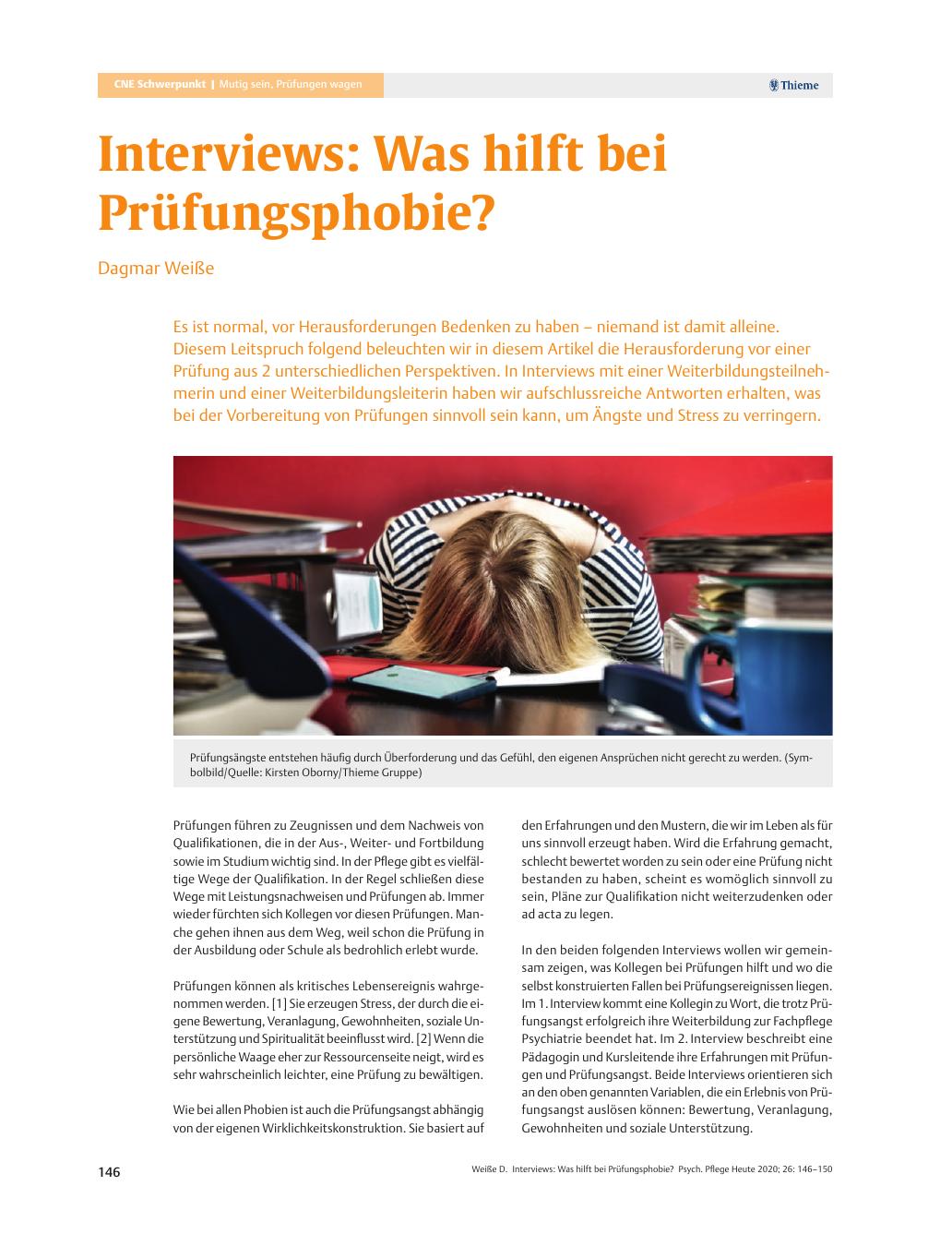 Vorschauseite 1: Interviews: Was hilft bei Prüfungsphobie?