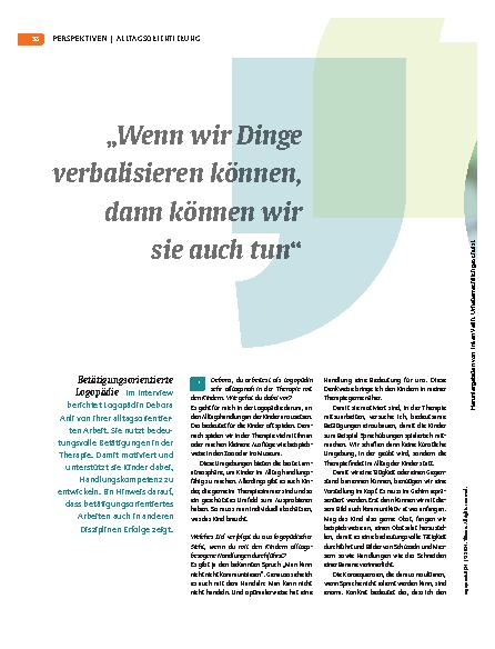 Vorschauseite 1: "Wenn wir Dinge verbalisieren können, dann können wir sie auch tun."