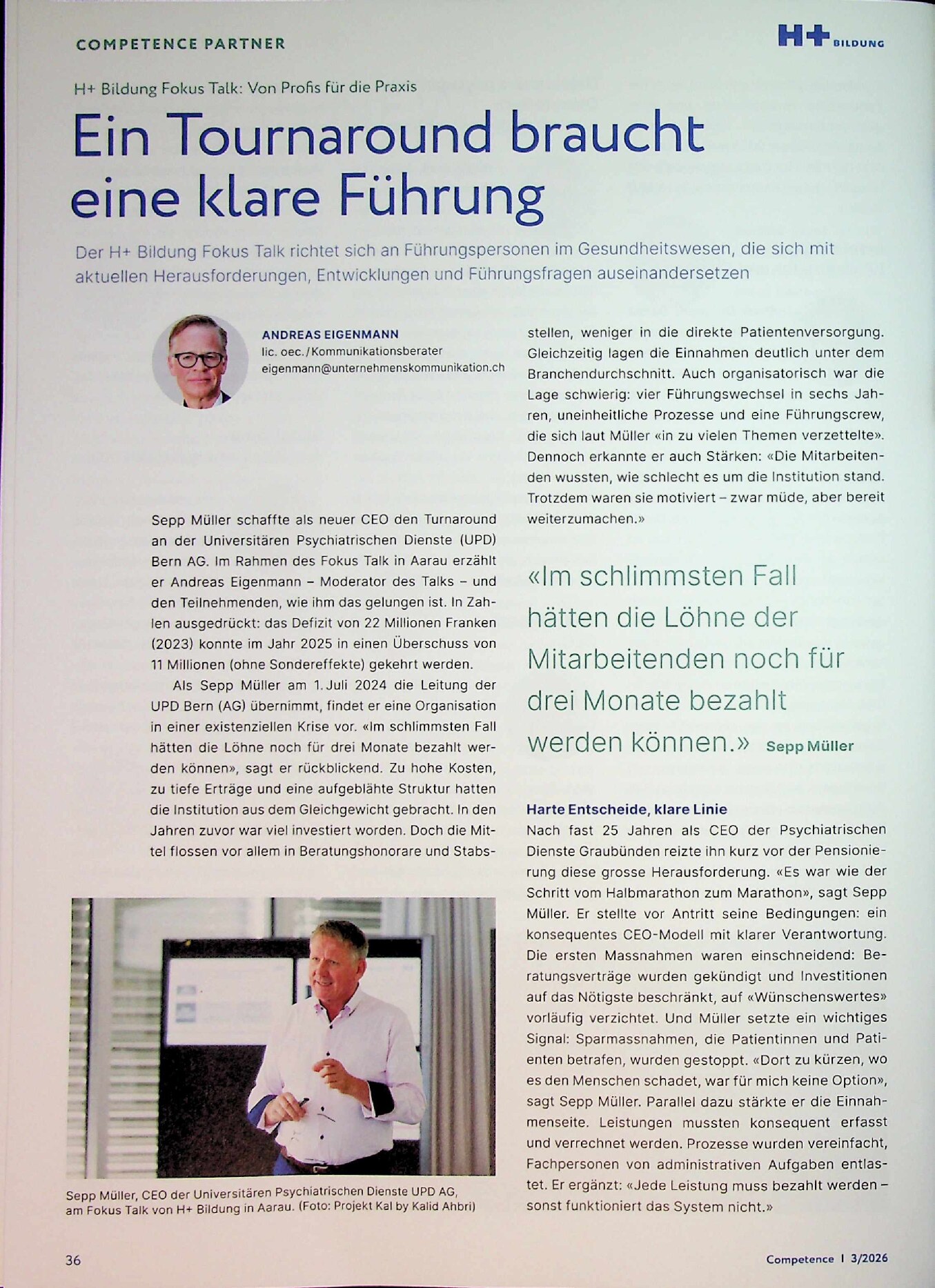 Vorschauseite 1: Ein Turnaround braucht eine klare Führung