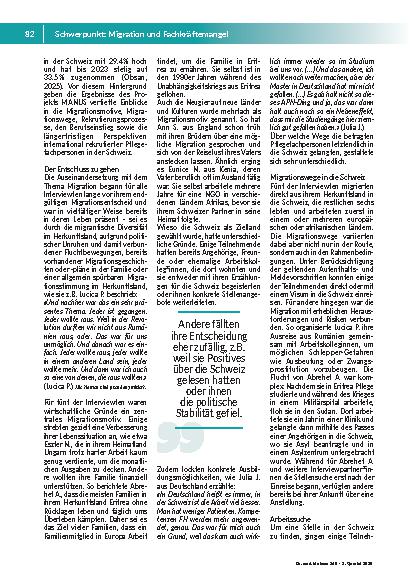 Vorschauseite 2: Zwischen Aufbruch und Ankommen Migrationswege von Pflegefachpersonen in die Schweiz