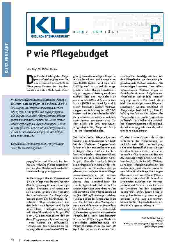 Vorschauseite 1: P wie Pflegebudget