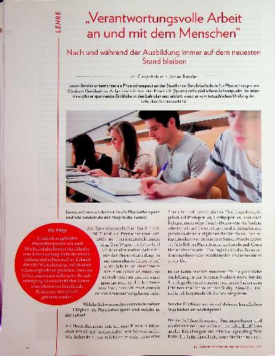 Vorschauseite 1: "Verantwortungsvolle Arbeit an und mit dem Menschen. Nach und während der Ausbildung immer auf dem neuesten Stand bleiben."