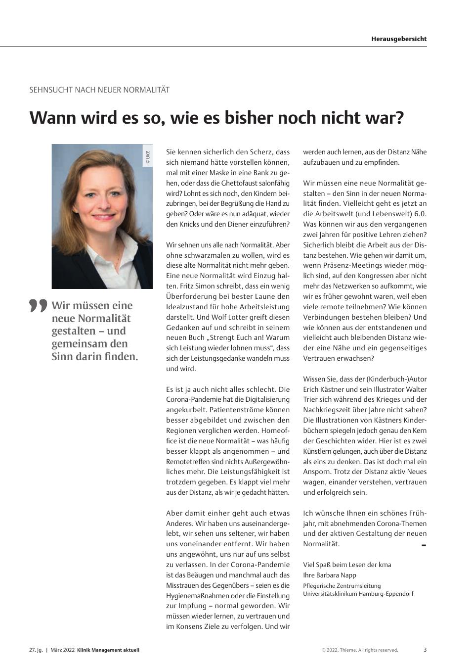 Vorschauseite 1: Sehnsucht nach neuer Normalität: Wann wird es so, wie es bisher noch nicht war?