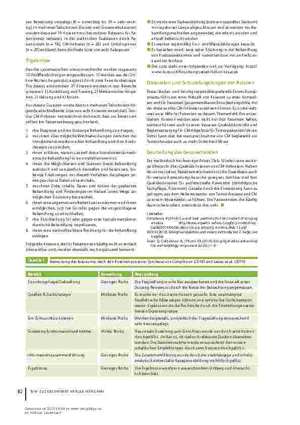 Vorschauseite 2: Titelübersetzung: Definition von Kriterien zur Unterstützung von Tumorpatienten bei der Suche nach einem seriösen Anbieter von Komplementärmedizin: Ergebnisse einer Literaturreche…