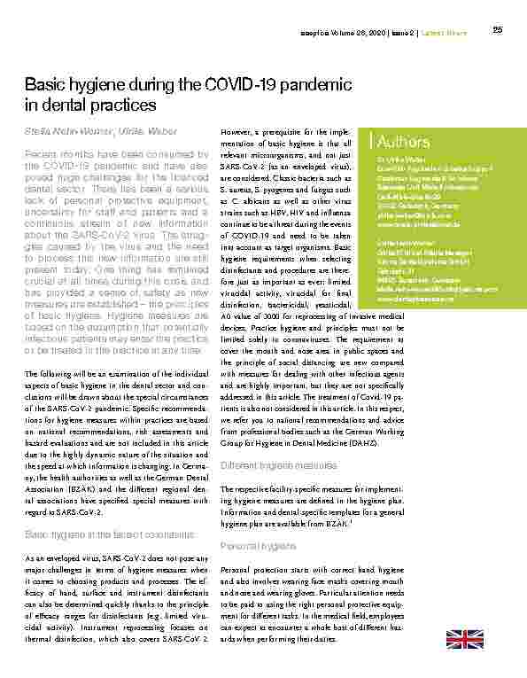 Vorschauseite 1: Basic hygiene during the COVID-19 pandemic in dental practices