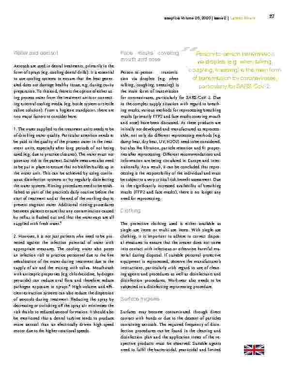 Vorschauseite 3: Basic hygiene during the COVID-19 pandemic in dental practices