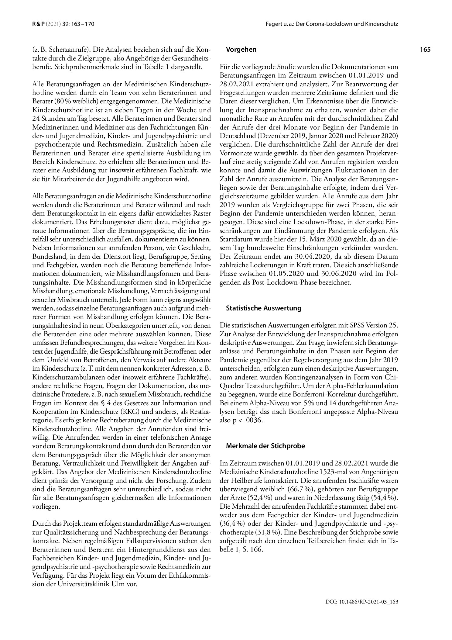 Vorschauseite 3: Der Corona-Lockdown und Kinderschutz. Entwicklungen in der Inanspruchnahme der medizinischen Kinderschutzhotline während der SARS-CoV-2-Pandemie
