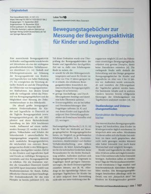 Vorschauseite 1: Bewegungstagebücher zur Messung der Bewegungsaktivität für Kinder und Jugendliche