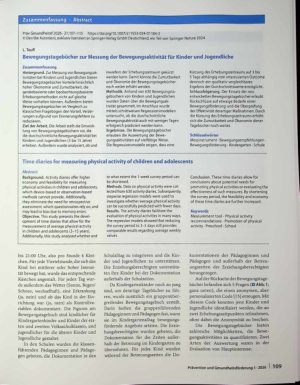 Vorschauseite 3: Bewegungstagebücher zur Messung der Bewegungsaktivität für Kinder und Jugendliche