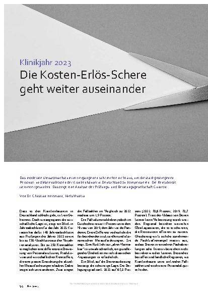 Vorschauseite 1: Klinikjahr 2023 Die Kosten-Erlös-Schere geht weiter auseinander