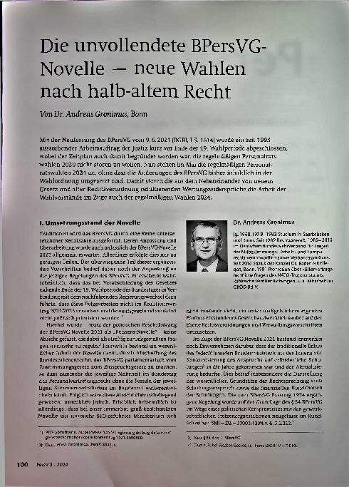 Vorschauseite 1: Die unvollendete BetrVG-Novelle — neue Wahlen nach halb-altem Recht