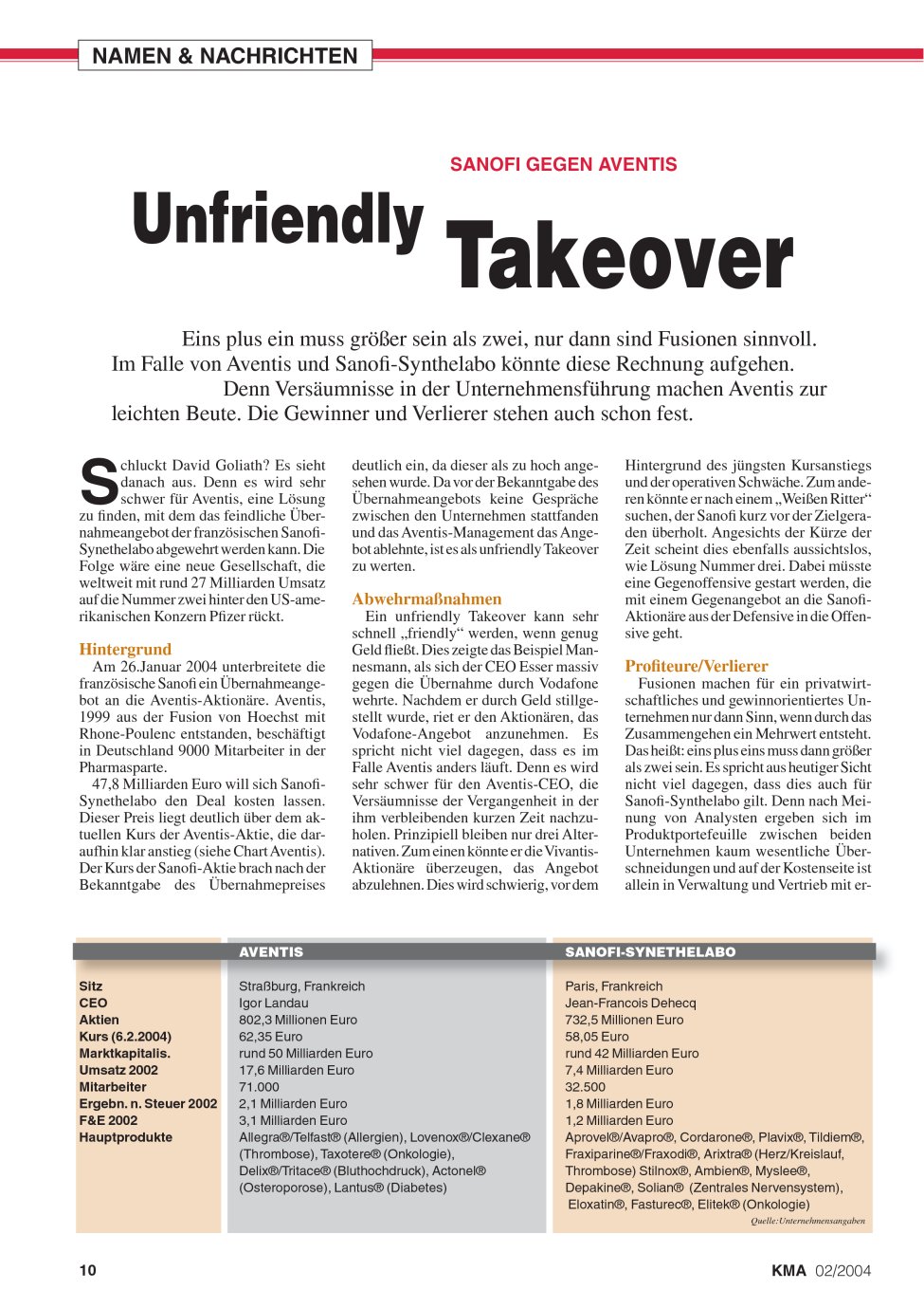 Vorschauseite 1: Unfriendly Takeover