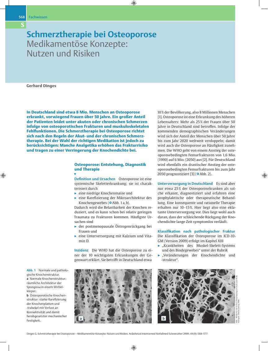 Vorschauseite 1: Schmerztherapie bei Osteoporose – Medikamentöse Konzepte: Nutzen und Risiken