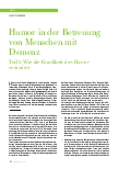 Vorschauseite 1: Humor in der Betreuung von Menschen mit Demenz Teil 1: Wie die Krankheit den Humor verändert