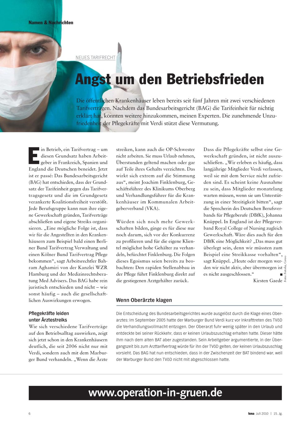 Vorschauseite 1: Angst um den Betriebsfrieden
