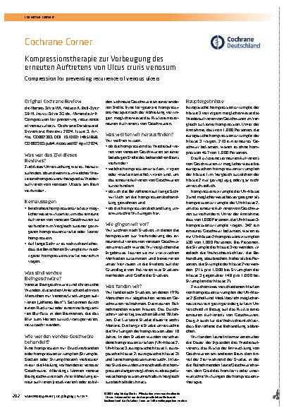 Vorschauseite 1: Kompressionstherapie zur Vorbeugung des erneuten Auftretens von Ulcus cruris venosum