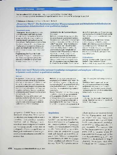 Vorschauseite 3: „Brave new Work? " Die Beziehung zwischen Wissens management und Mitarbeiterwohlbefinden im dynamischen Arbeitskontext: eine qualitative Analyse